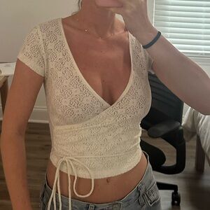 Kimchi blue urban outfitters white lace wrap top
